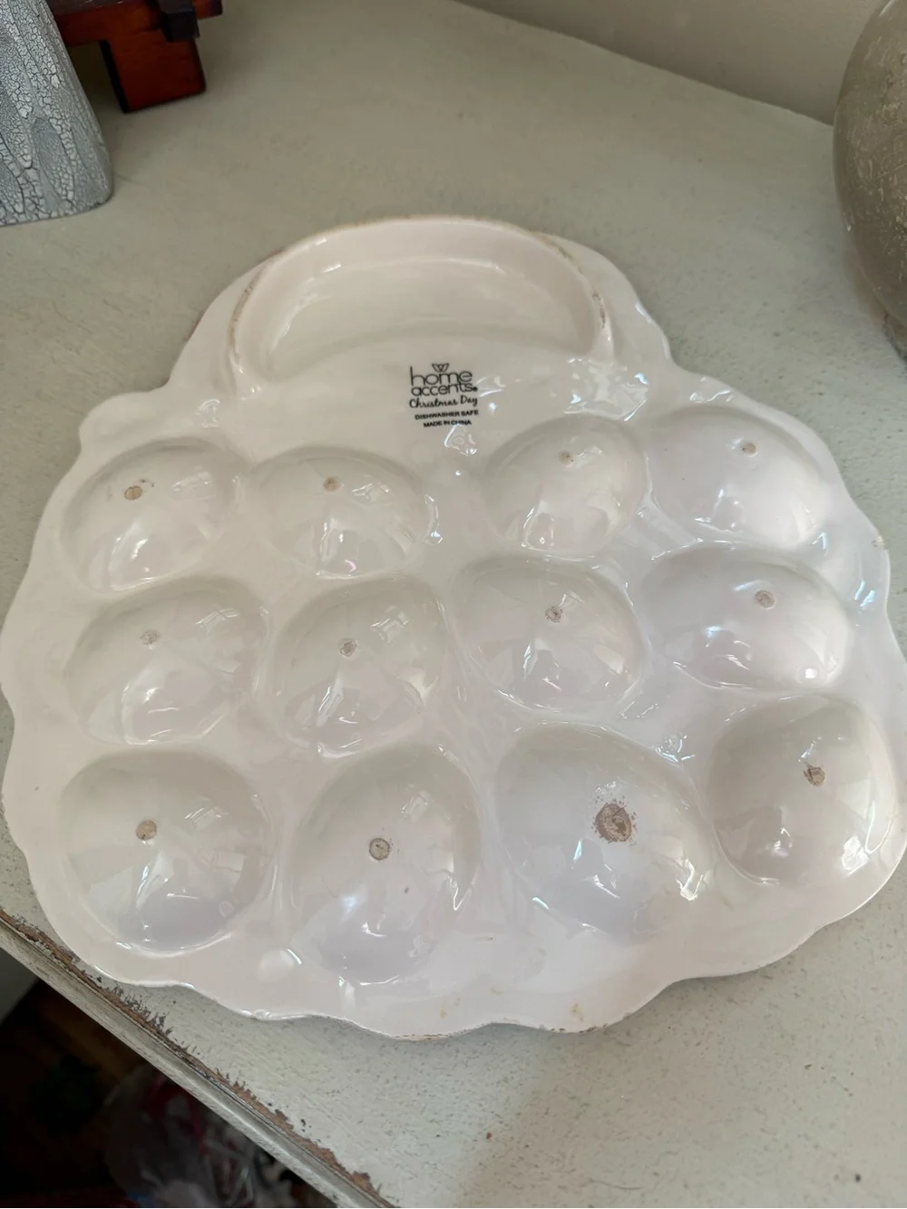 White and Red Santa Deviled Egg Platter - Holiday Serving Tray